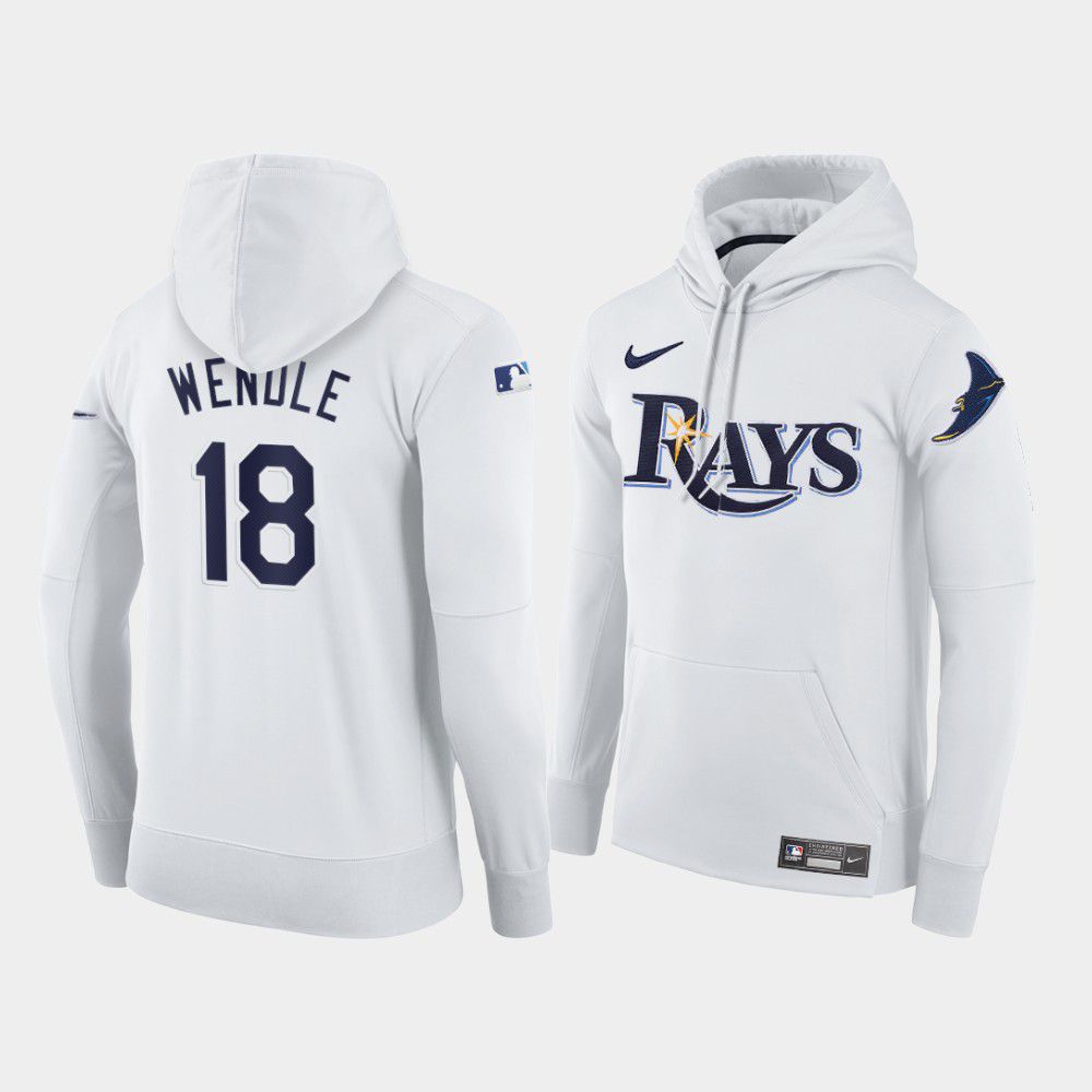 Men Tampa Bay Rays 18 Wendle white home hoodie 2021 MLB Nike Jerseys